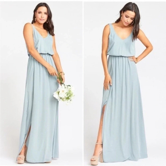 Show Me Your Mumu Kendall Maxi Dress in Silver Sage Crisp Bridal size XL NEW - Picture 1 of 9